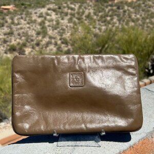 ANNE KLEIN for Calderon TAUPE Leather CLUTCH